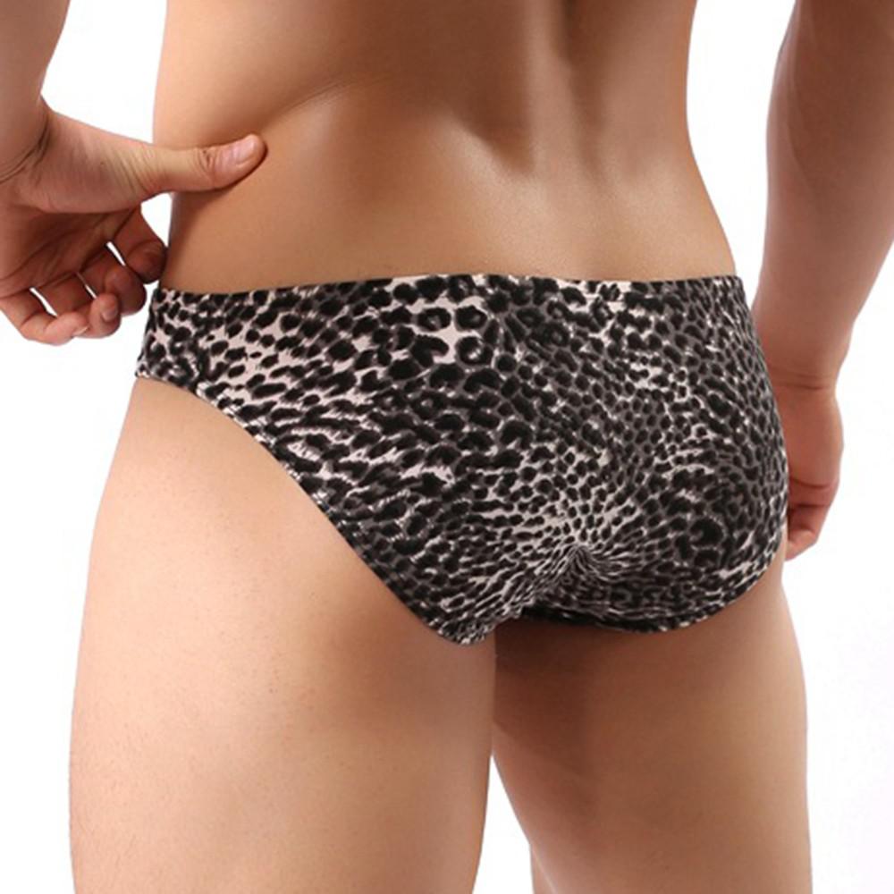 Men Sexy Underwear Leopard Printed Briefs Low Rise Breathable Underpants