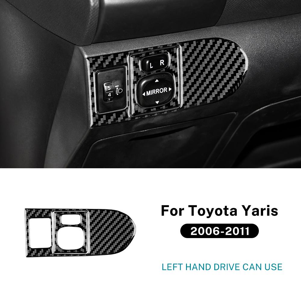 For Toyota Yaris 2006 2007 2008 2009 2010 2011 Real Soft Carbon Fiber Sticker LHD Car Headlight Rearview Mirror Button Trim.