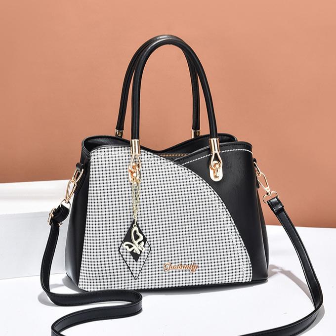 Fashion Handbag, Large Capacity Checkered Contrasting Color Women's Bag, Single Shoulder Crossbody Bag