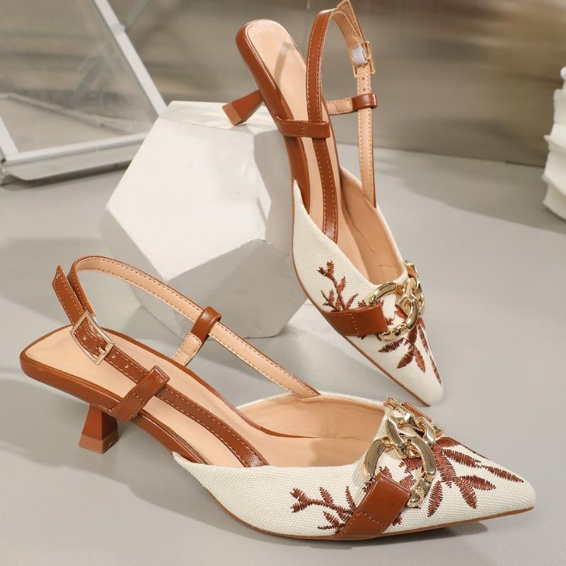 Luxury Sandals Women Fashion European American Style Shallow Mouth High Heels Women 2025 Summer New Pointed Stiletto Sandals