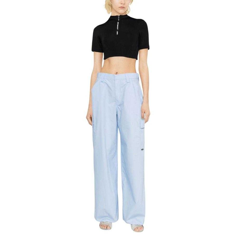 Off-White Womens/Ladies Logo Half Zip Crop T-Shirt