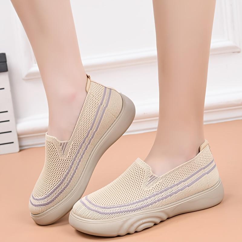 Women's Slip-On Loafers, New Spring Fashionable Versatile Breathable Casual Flat Shoes, Soft Sole Comfortable Slip-On Mom Shoes, Women Shoes