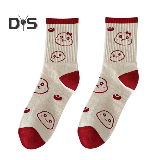 

Красные носки с китайским новым годом, мультяшные носки с изображением знака зодиака «Змея», год удачи, теплые хлопковые носки для повседневной носки осень-зима E