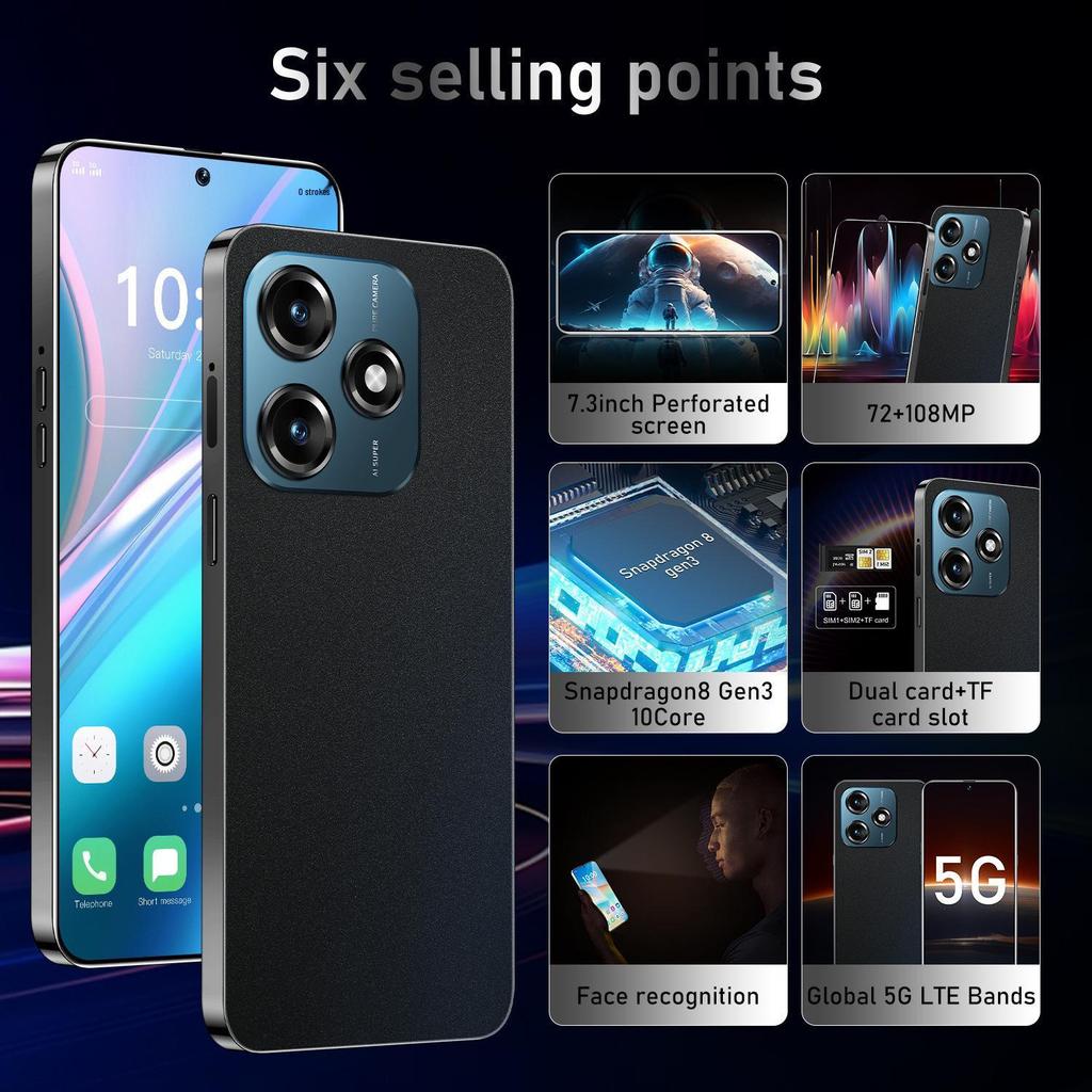 New Note14 7.3" Large Screen 16GB+1TB Smart Mobile Phone