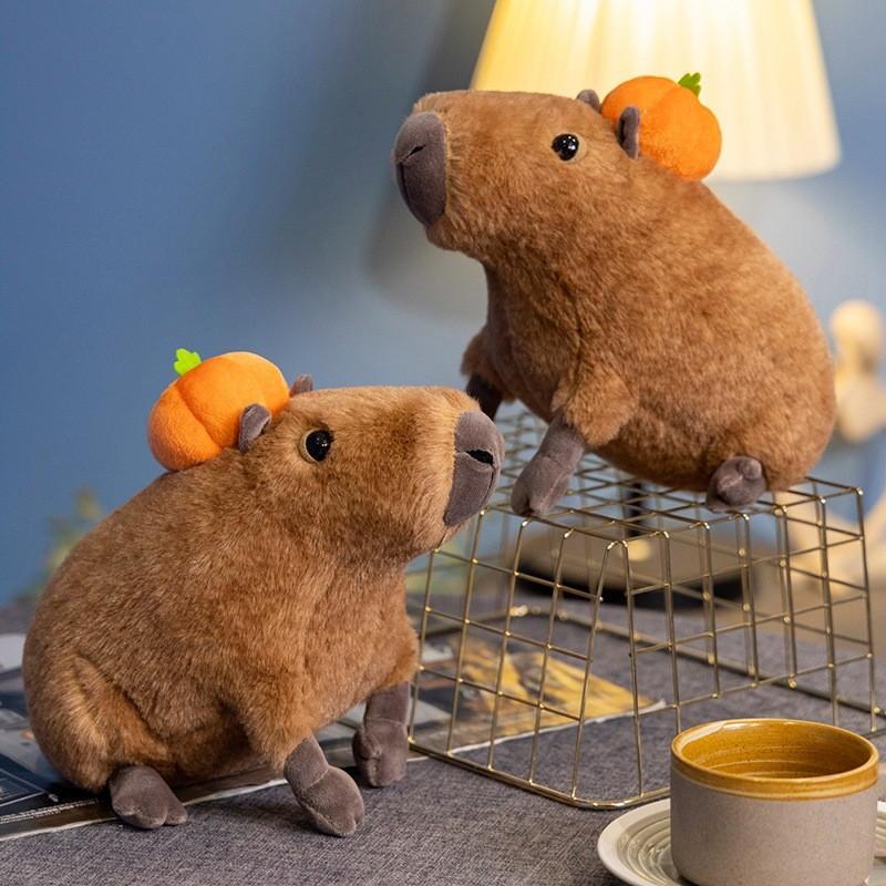 Plush Capybara Pumpkin Toy Soft Stuffed Animal Doll Decoration Gift Kids For