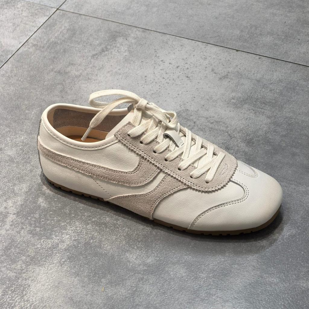 Washed Cowhide~ 2025 Summer Square Head Single Shoes Women's Soft Soles Light and Not Tired Feet German Training Shoes Flat Shoes Casual Shoes