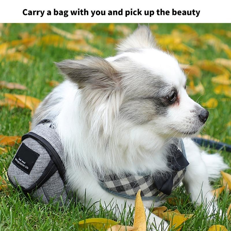Oxford Fabric Pet Waste Bag Dispenser With Treat Pocket For Dog Convenient Clip On Design Outdoor Walking Essential