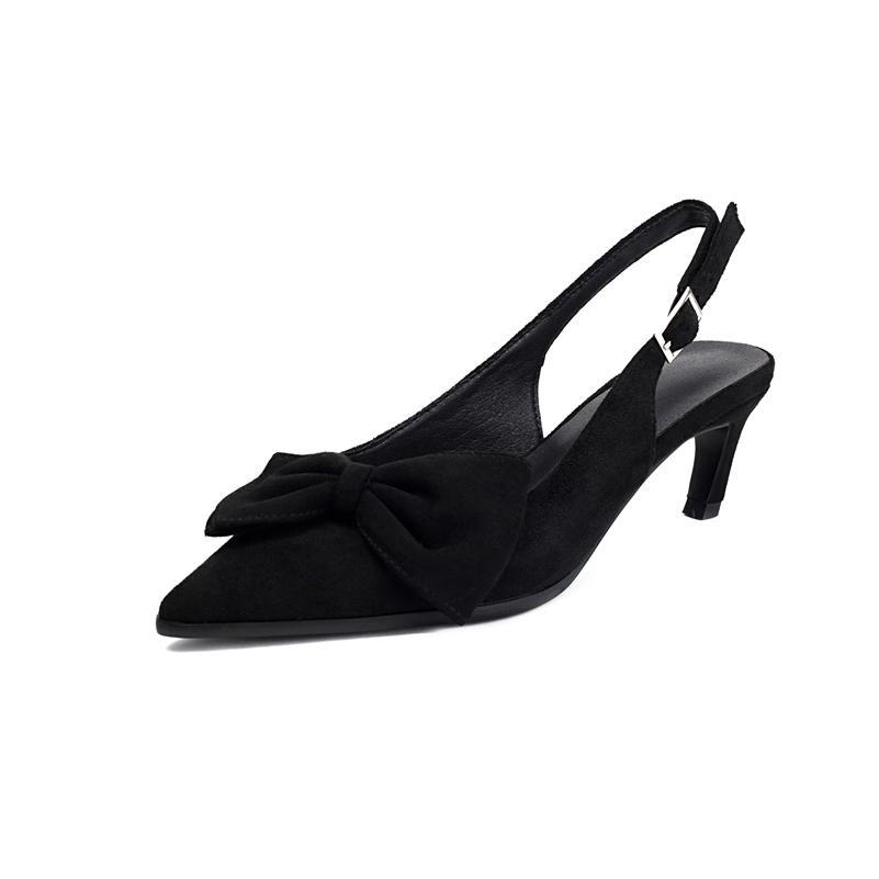 

Meotina Женские туфли-лодочки с открытым носком, туфли-лодочки на среднем каблуке с пряжкой и бантом, модная женская обувь весна-осень 46 34 чёрный