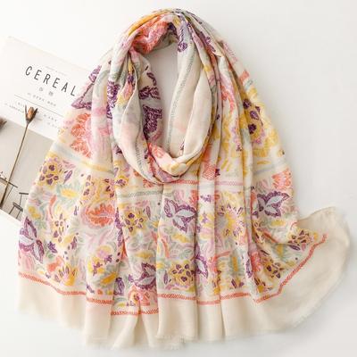 Frühlings- und Sommer Damen Eleganter Frischer Weicher Schal, Romantischer Floral Quasten Freizeit-Schal, Modischer Schal, Kopftuch, Stola für Reise, Urlaub