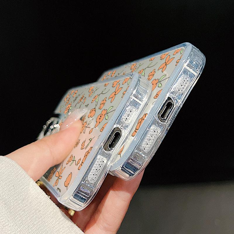 Little Floral Pattern Case For iPhone 17 Pro Max iPhone 16 15 14 13 Pro Max 11 17e 16e Plating Lens Frame Clear Soft Silicone Back Cover