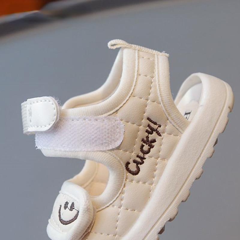 New Solid Baby Girls Boys Sandals Smile Face Embroidery  Sandals for Children Closed Toe Soft Sole Anti Slip Kids Beach Shoes