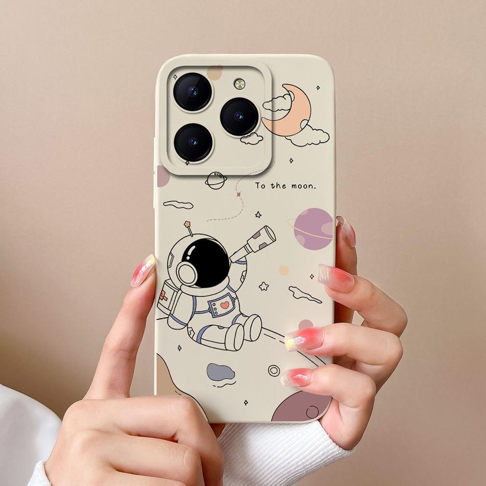 Süßigkeiten-Hülle Für Realme C61 C63 Lustige Astronauten-Flüssigsilikon-Handyhüllen Für Oppo Realme C 63 C 61 Kameraschutz-Rückseite
