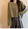 Women's Round Neck Cable Knit Sweater - Soft, Lazy Style for Spring & Autumn