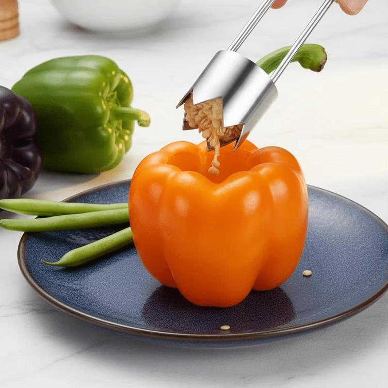 1/2Pcs Kitchen Tools T-Shaped Stainless Steel Corer Fruit Pitter For Olive Date Peach Kitchen Accessories