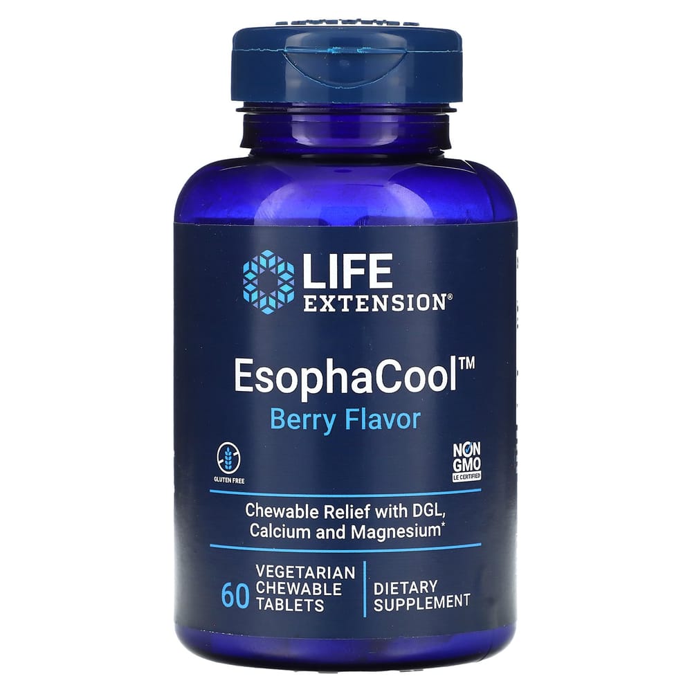 Life Extension EsophaCool Berry Flavor 60 Vegetarian Chewable Tablets