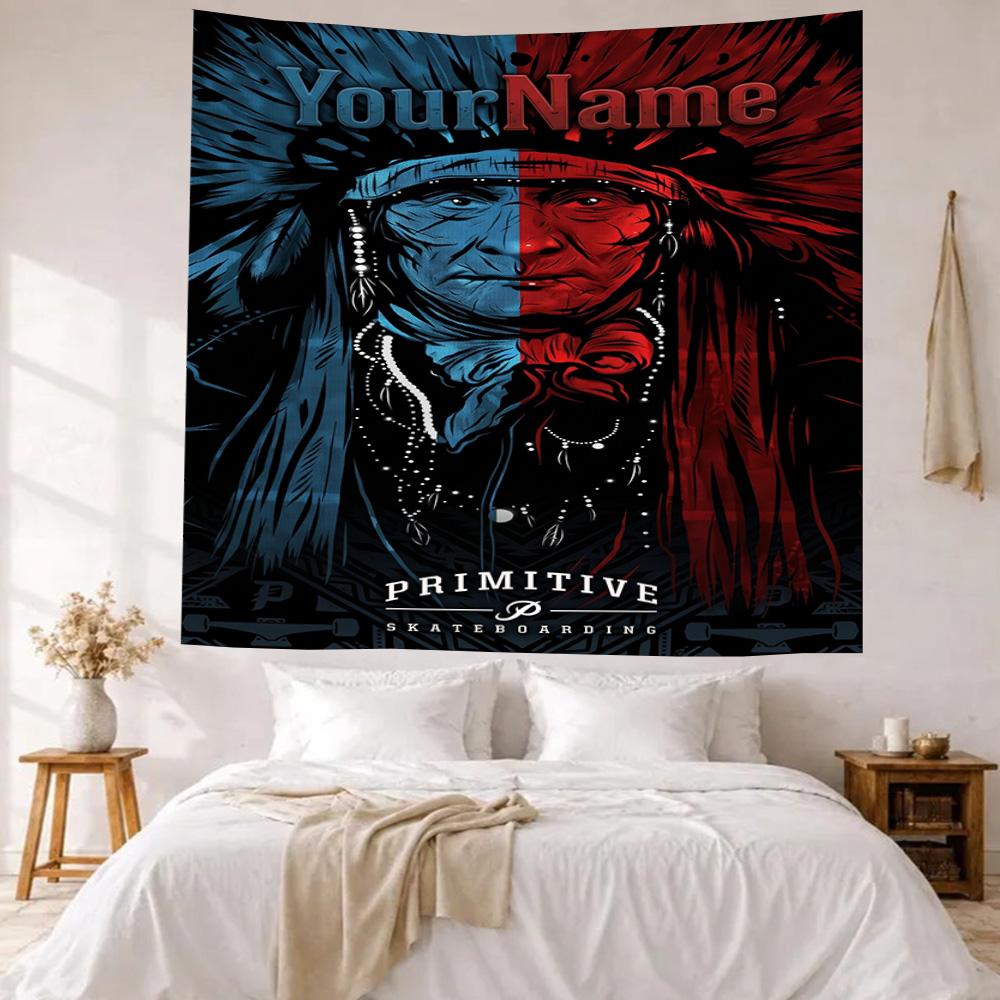 Ethnic Tribal Patterns Custom Your Name Wall Decor Tapestry Art For Pet Memorial Birthdaywedding Party Backdrop Family Gift
