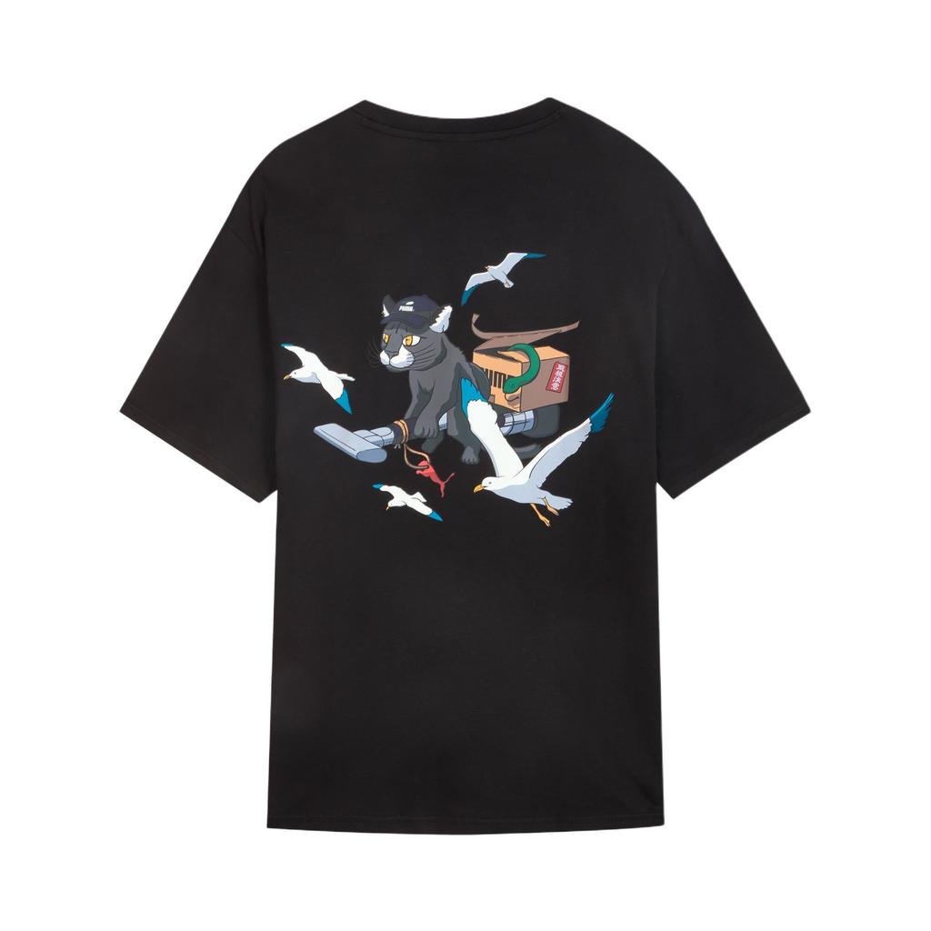 Puma Ss25 Ss Gf Tee Paro Fashion Print Round Neck Pullover Short Sleeve T-Shirt Unisex Tops Black 631253-01