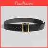 Black Faux Leather Belt With Geometric Square Buckle For Winter Festive Attire