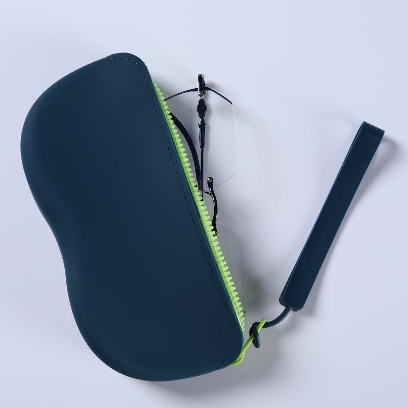 Women Girls Dustproof Glasses Box for Women Men Solid Colour Silicone Zipper Glasses Storage Waterproof Bag Cosmetic Coin Bag