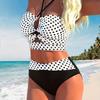 New Women's Black and White Dot Split Swimsuit TEMU1011 Popular Sexy European and American Vacation