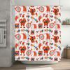 Christmas Shower Curtain Festive Santa Claus Pattern Orange Red Colorful Printing Non-Slip Waterproof Fabric for Bath Decoration