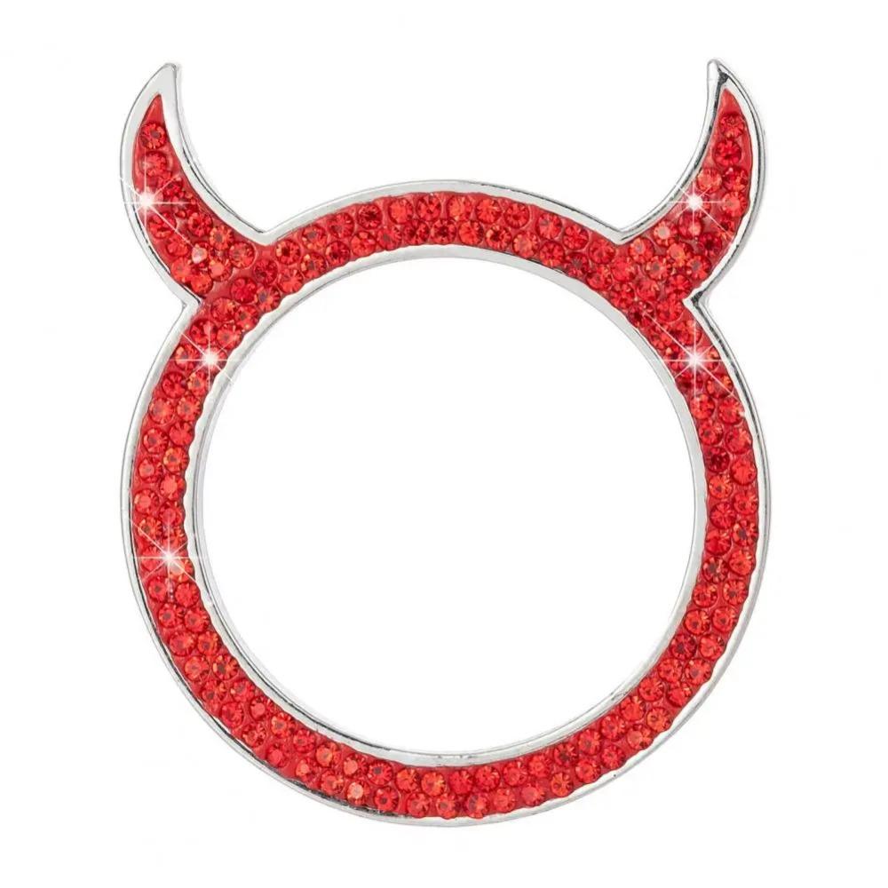 Crystal Rhinestone Car Emblem Sticker Ring Auto Start Stop Engine Ignition Button Key & Knobs Bling Car Interior Decoration