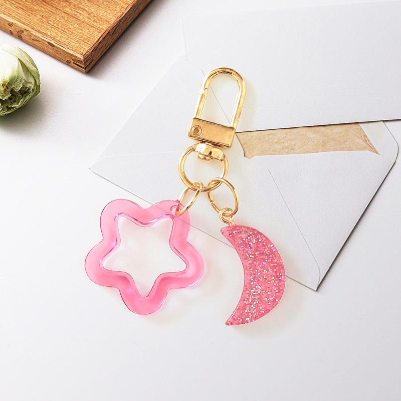 Акриловый брелок-подвеска  Звезда и Луна  в конфетных цветах
