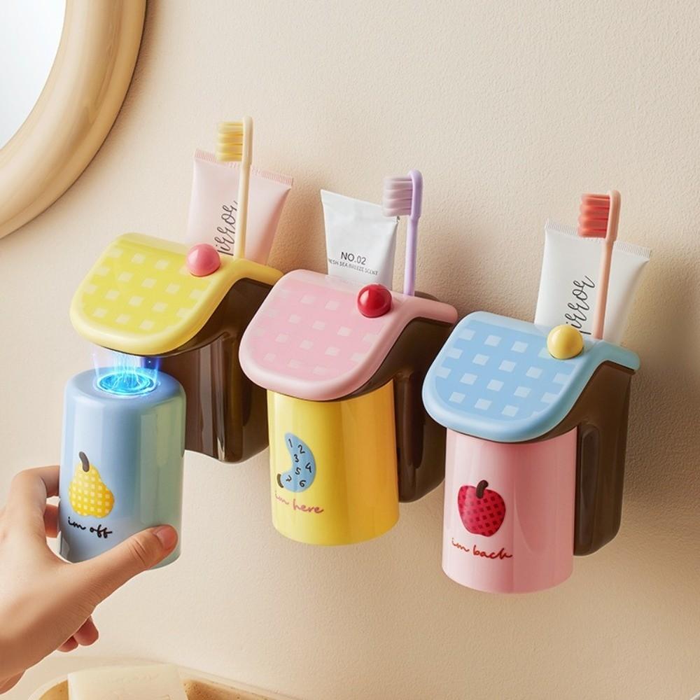 Non Perforated Wash Cup Holder Wall Mounted Storage Rack New Toothbrush & Cup Holder  Household