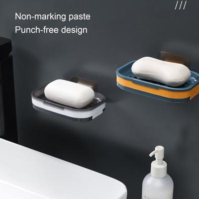 Soap Tray Wall-mounted Daily Use Sturdy Structure Double Layer Drawer Non-slip Soap Holder Bathroom Strong Suction Drain Rack