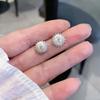 Beixi Silver Sunflower Stud Earrings: S999 Silver Needle, Shell Pearl, Rhinestones, Classic & Elegant Design.