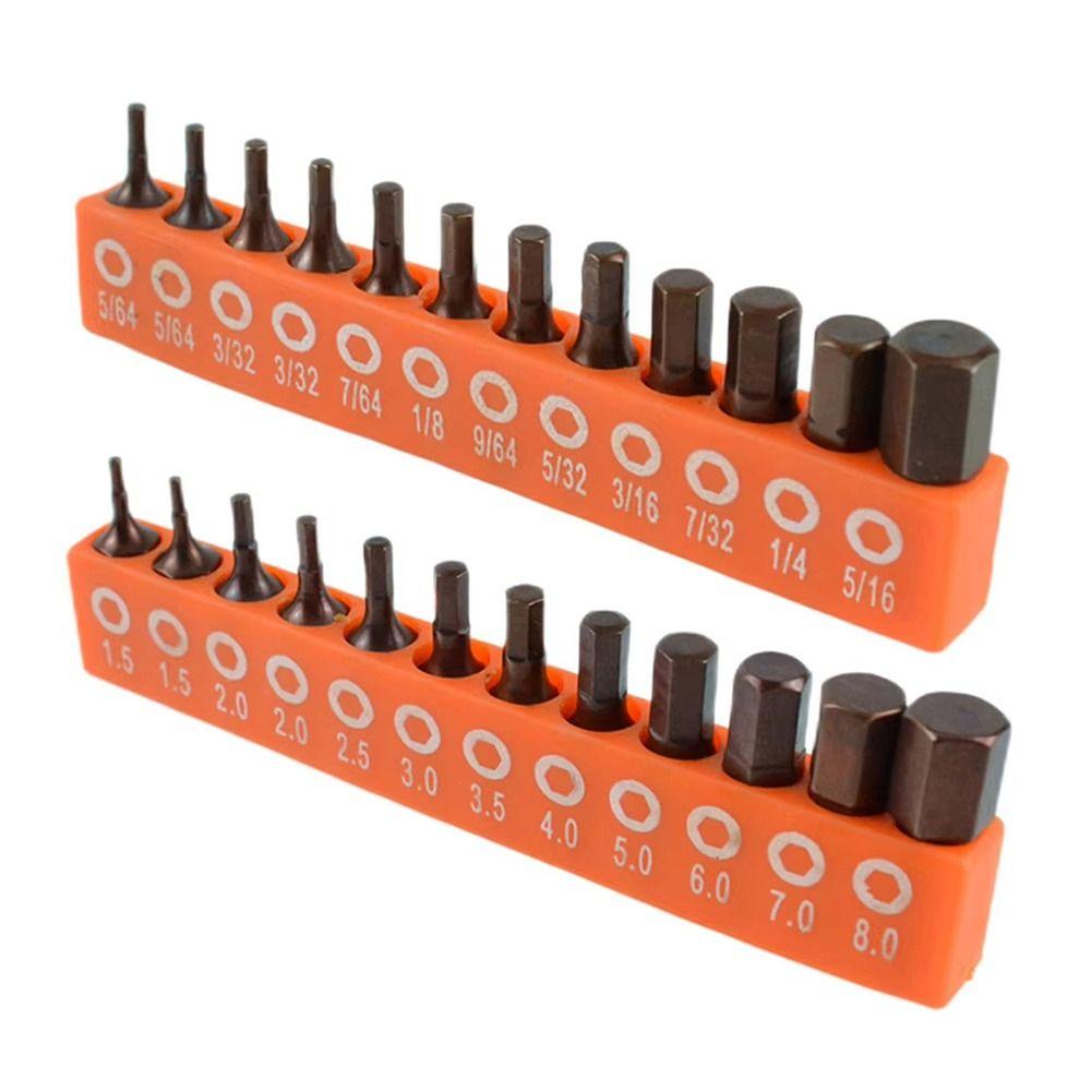 12Pcs 25mm Hex Screwdriver Bit Set Metric/Imperial Driver Bit For DIY Home Projects Work Sites