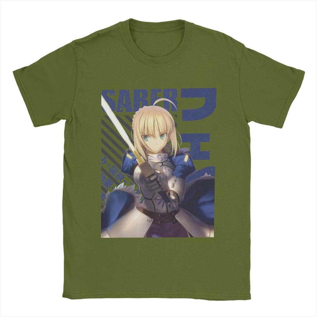 Amazing Fate Stay Night Saber T-Shirts Men O Neck Cotton T Shirts Anime Short Sleeve Tees Plus Size Clothing
