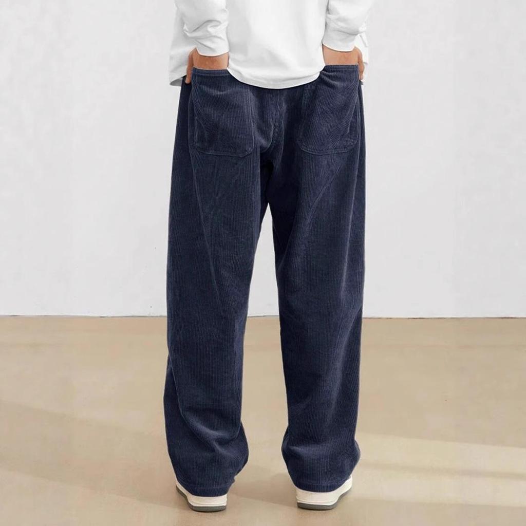 Men's Japanese Style Wide-Leg Cargo Pants - Autumn/Winter Casual Trousers