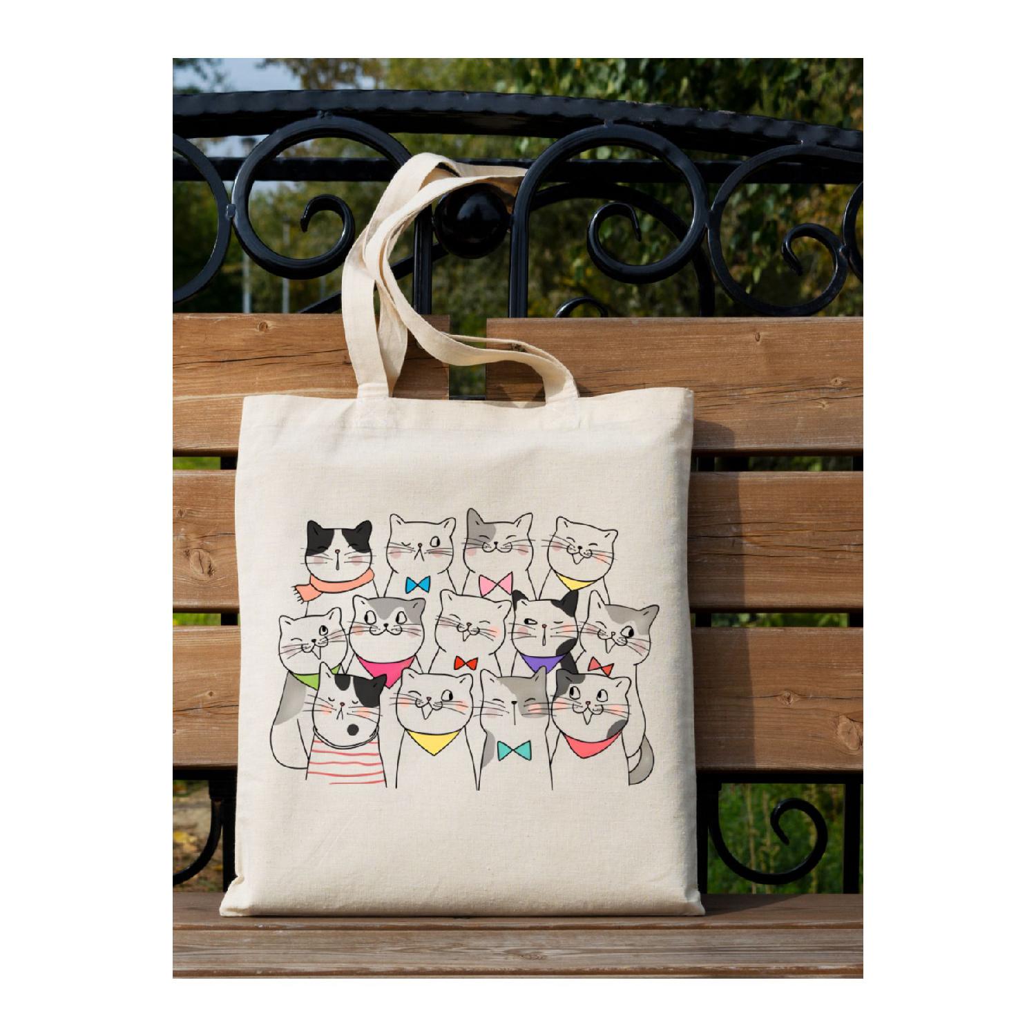 

Funny Cat Cat Design Tote Bag Cloth Bag Standart вершковий