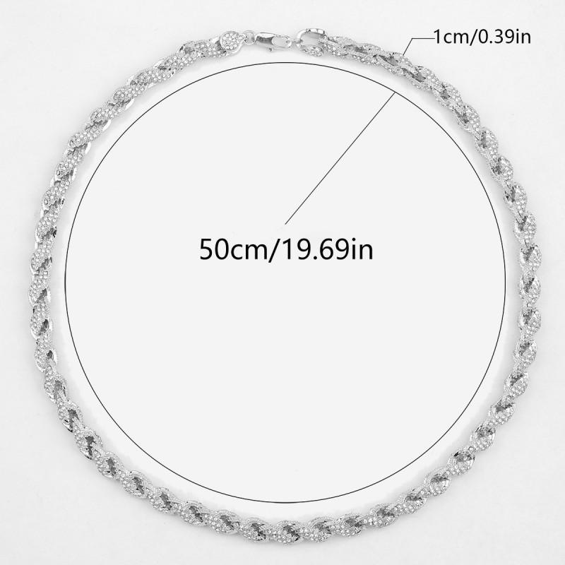 Hip Hop Mens Necklace 10mm Alloy CZ Thick Twisted Cuban Chain Fashion Statement Jewelry