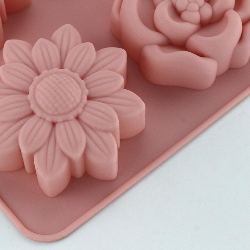 6-Hole Flower Shape Silicone Mold Mousse Dessert  Baking Mold Mooncake Chocolate Bread Mold
