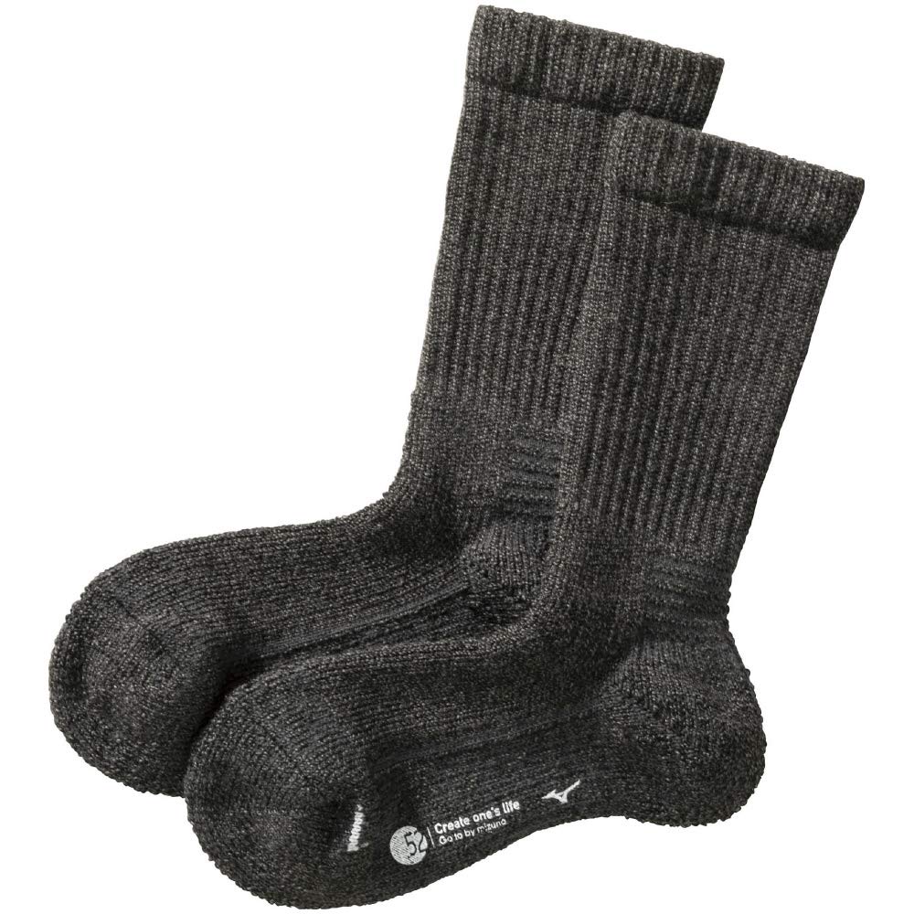 Mizuno Breath Thermowool Thick Socks for Outdoor Charcoal Size cm Women's Travel, B2JX9703, Gray, 22.0-24.0