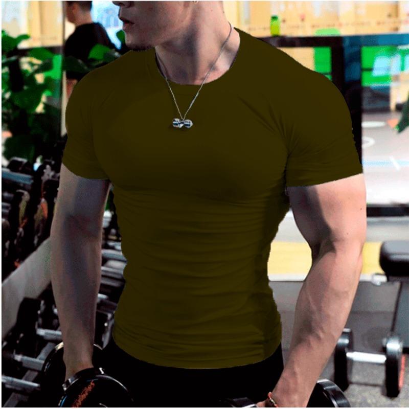 Mens Plain Short Sleeve Slim Fit T Shirt Custom Print For Gym Workout