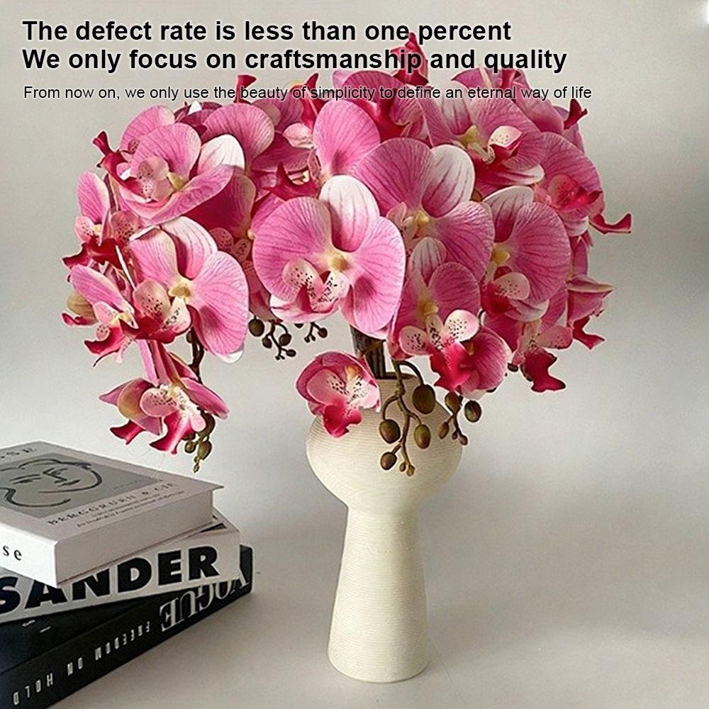 Butterfly Orchid Artificial Phalaenopsis Flower Long-lasting PVC Faux Orchid Stems Real Touch Single Branch Simulation Orchid