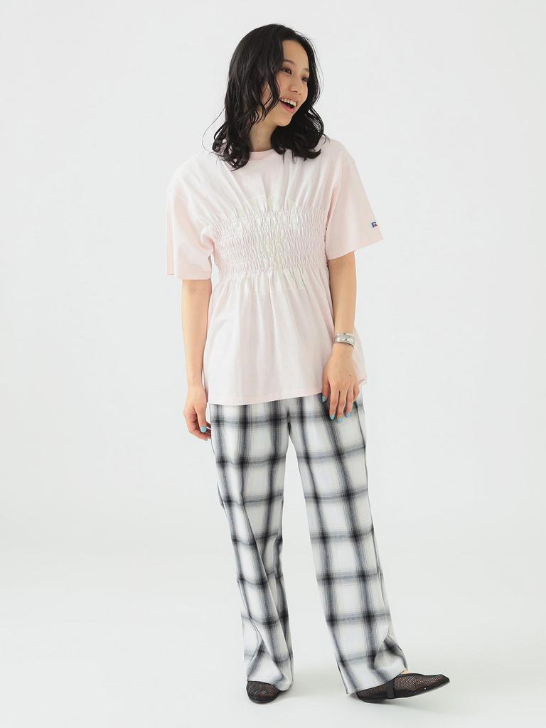 B:MING LIFE STORE by BEAMS S/S TEE RUSSELL ATHLETIC Shirring T-shirt Women's Pink_K Free