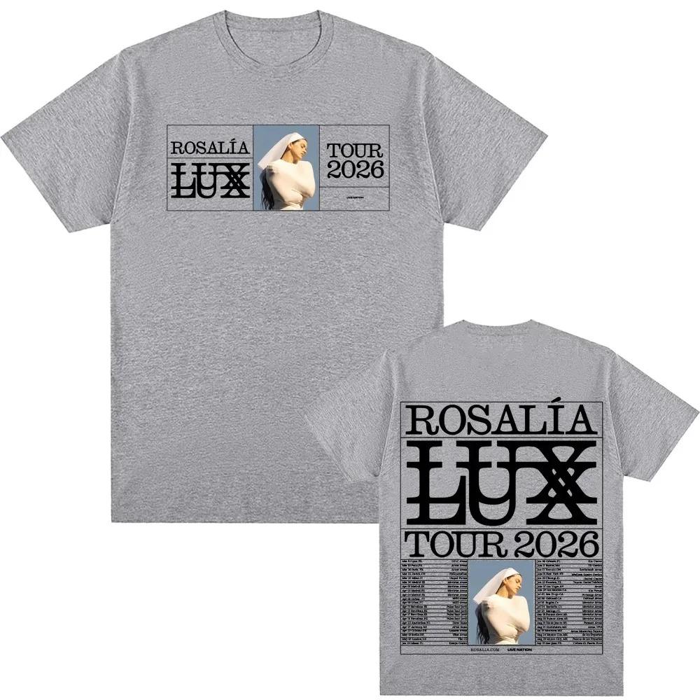 Rosalía LUX 2026 World Tour Double-Sided Official Merch T-Shirt Spanish Latin Singer White Unisex Oversized Concert T-shirts