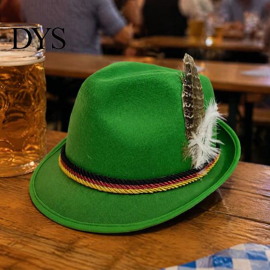 Versatile Casual Hat Fedora with Feather, Short Brim Vintage Jazz Hat, German School Cultural Festival Accessory Oktoberfest Costume Accessories