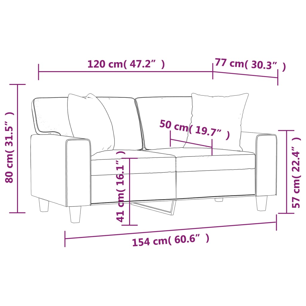 Vidaxl 2-Seater Sofa With Cushions, Gray, 120 Cm, Faux Leather