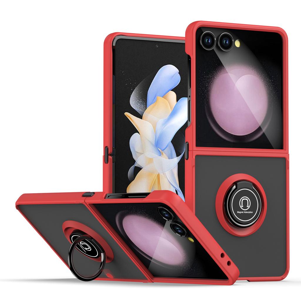 Sports for Luxury Magnetic Ring Folding Cell Phone Case for Z Flip 5G/7 Protective TPU+PC Shockproof Screen Protector