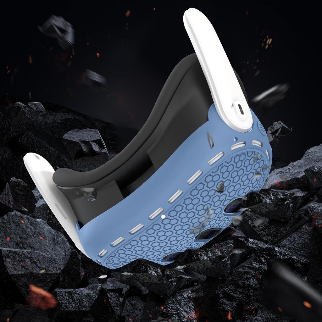 Silicone VR Shell Protective Cover Compatible with Meta Quest 3 Accessories, Comprehensive Protection for VR