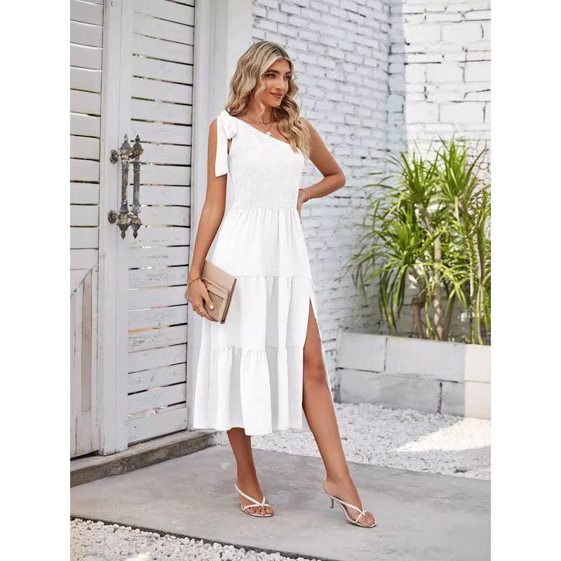 Women's Pleated Slip Sleeveless Dress Pleating Split Sleeveless Dress Women