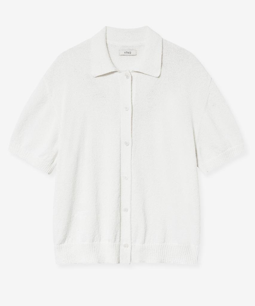 VTWO Cool Washable Boucle Collar Knit (Ivory)