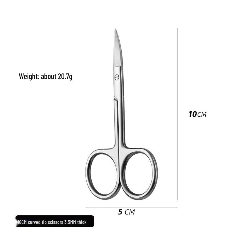 420 Stainless Steel Multi-Purpose Scissors: Large Curved, Straight, Round Tip for Surgical, Beauty, Nose Hair, Eyelid, and Teaching Use.