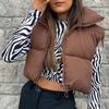 Women's Winter Tank Top Sleeveless Bomber Lightweight Stand Collar Zip Solid Quilted Vest
