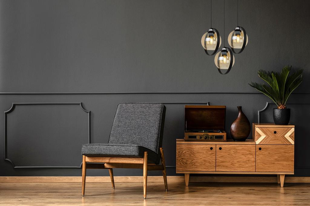 MODERNE HÄNGELAMPE GLAS-SCHIRM-RINGLE